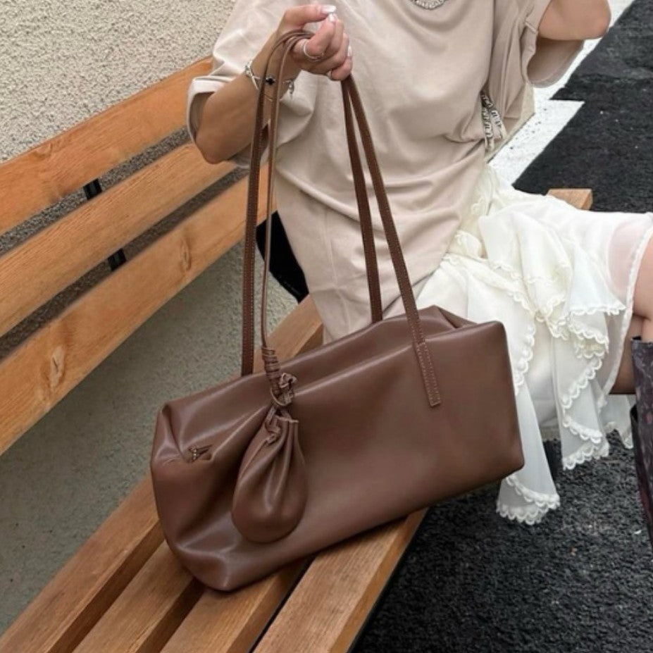 Genuine Leather Large Capacity Cloud Bag for Women, Designer Niche Summer Top Handle Shoulder Purse, Fashionable Casual Handbag for Ladies