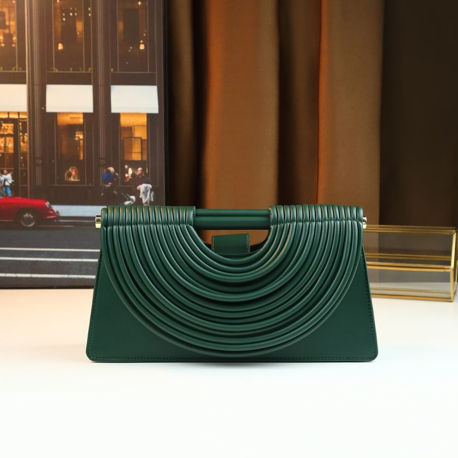 Woven Line Clutch Bag for Women Niche Designer Handbag with Premium Texture, Artistic Woven Detail and Minimalist Silhouette