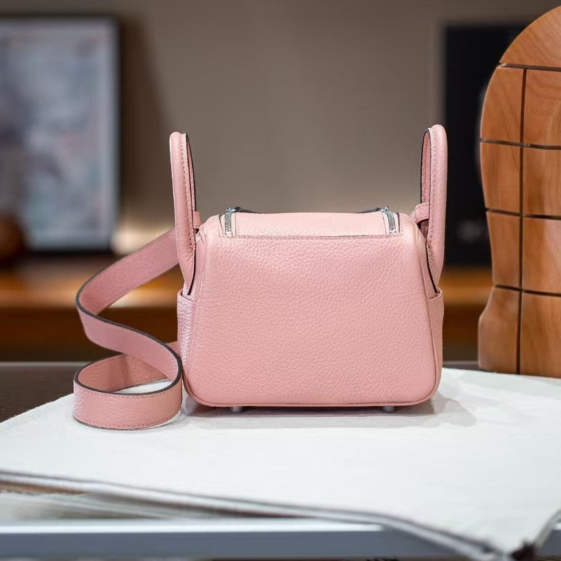 Women's Lindy-Style Cross-Body Shoulder Bag 19-26cm, Hermès-Inspired Top-Handle Handbag in Premium TC Full-Grain Cowhide Leather, Versatile Satchel for Work, Travel & Daily Use, New Arrival