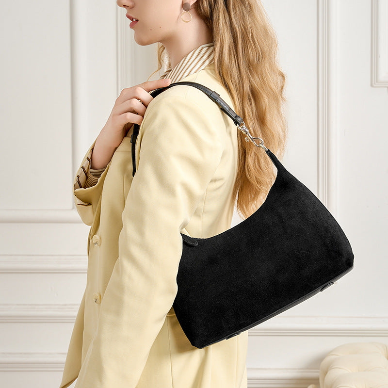 New Niche Premium Suede Underarm Bag, Large Capacity Commute Shoulder Crossbody Top Handle Purse, Fashionable Handbag for Women