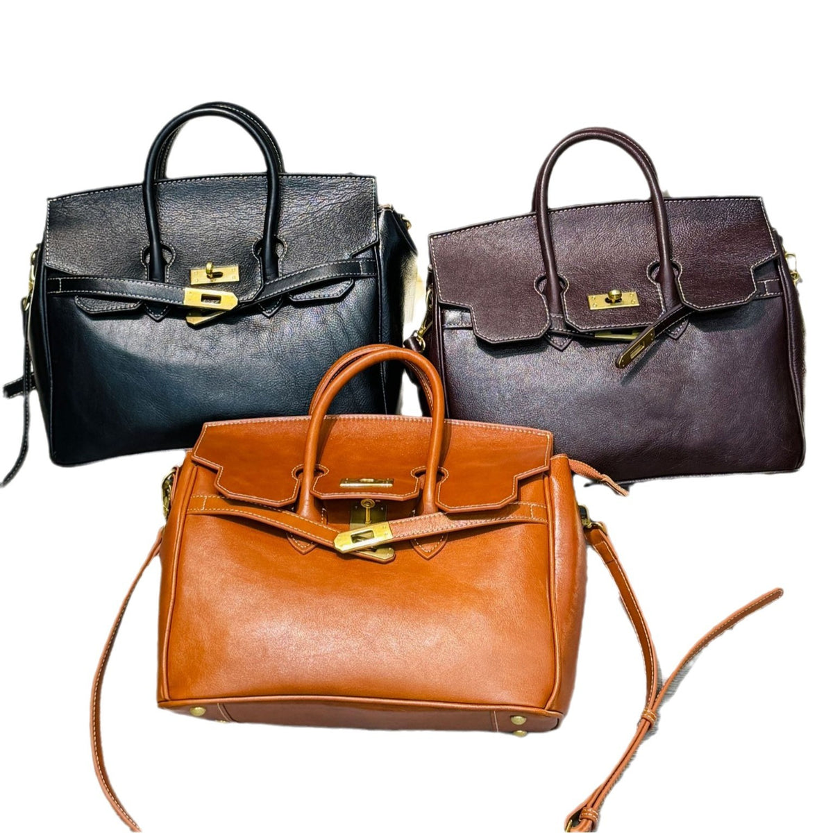 Genuine Top Layer Cowhide Vintage Kelly-Style Bag for Women, Premium Niche Designer Shoulder Crossbody Top Handle Purse, Large Capacity Handbag for Ladies