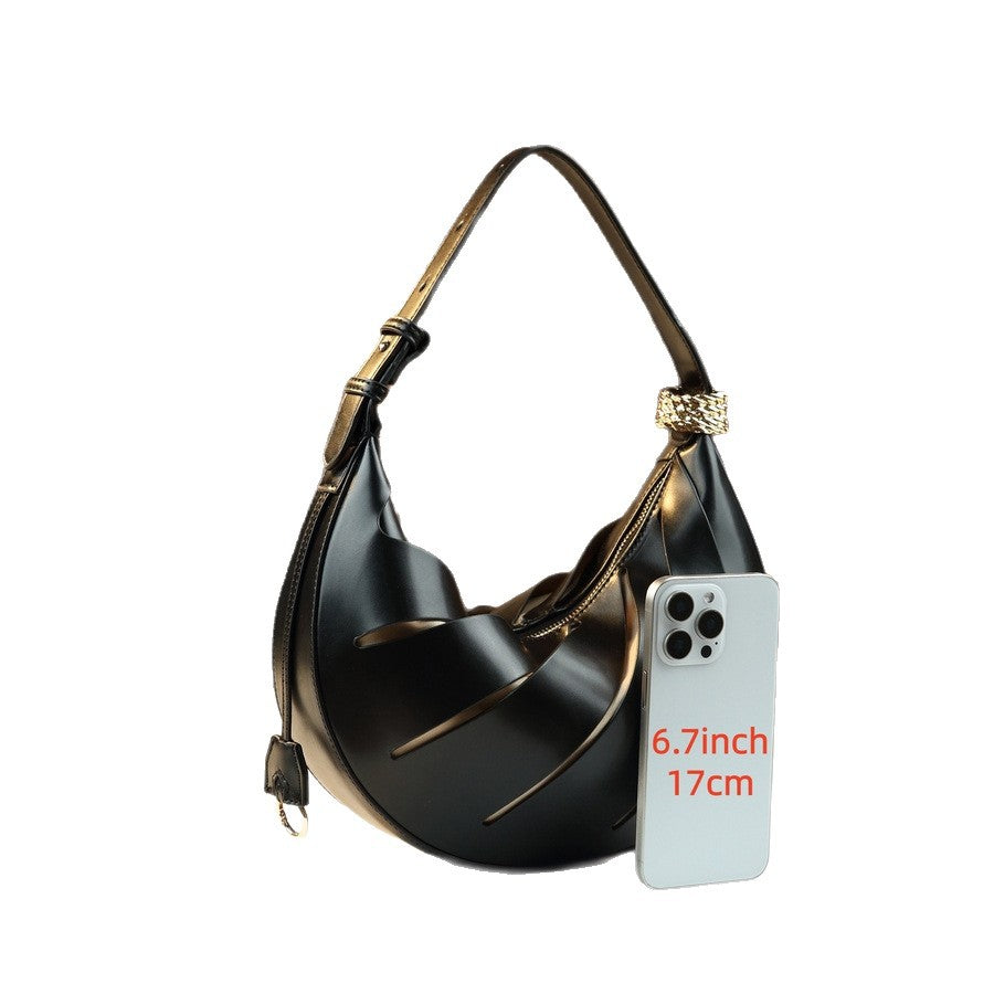 Twisted Hollow Crescent Bag for Women Rhinestone Strap Underarm Shoulder Handbag, Premium Niche Purse with Curved Moon Silhouette