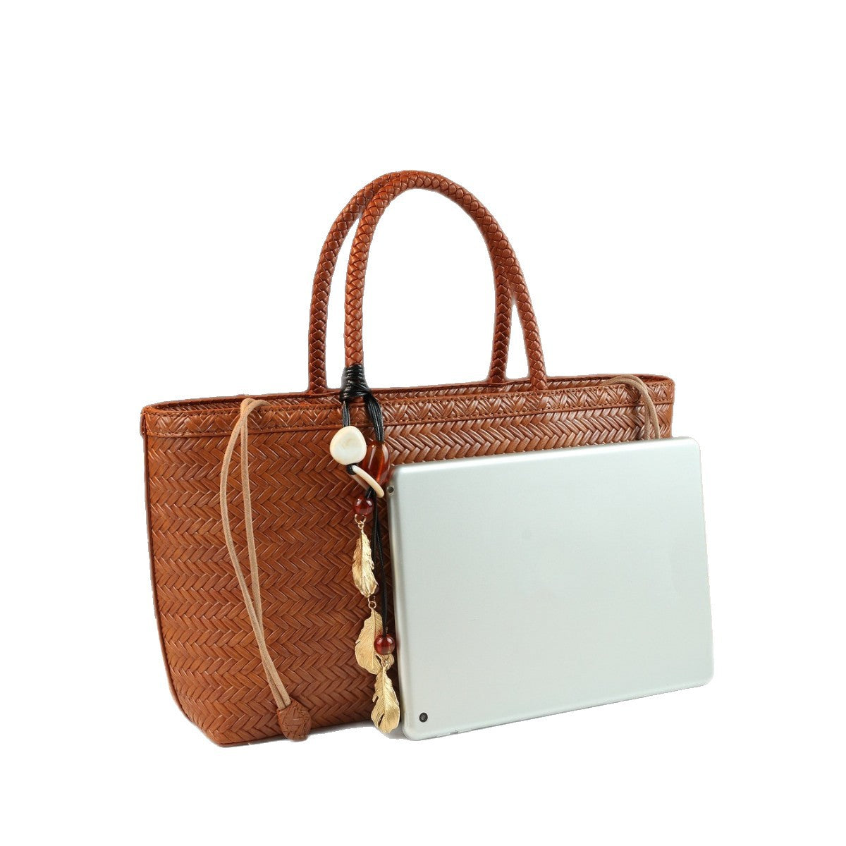 Handwoven Basket Bag for Women Spring Summer Vintage Commuter Shoulder Crossbody Handbag, Casual Purse with Natural Woven Texture