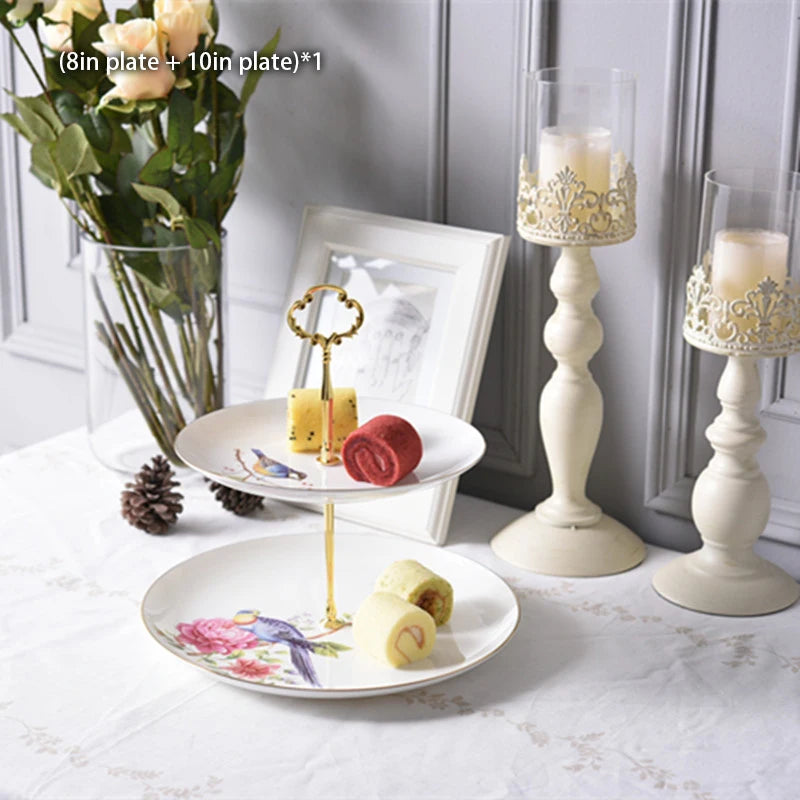 Pastoral Bird Bone China Tea Set Ceramic Tea Cup Pot with Candler Strainer Floral Glass Teapot Set Ceremony Teaware Teacup