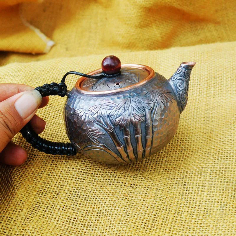 Pastoral Style Purple Copper Pots Japanese Small Metal Teapot Handmade Infuser Teapot Kung Fu Tea Table Portable Teapot Tea Set