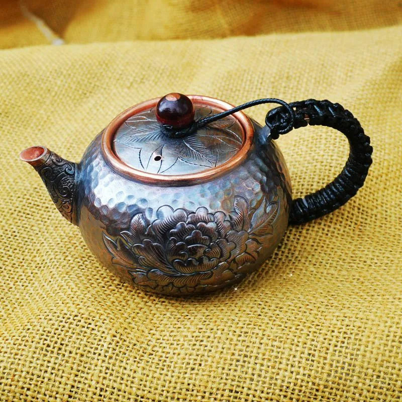 Pastoral Style Purple Copper Pots Japanese Small Metal Teapot Handmade Infuser Teapot Kung Fu Tea Table Portable Teapot Tea Set