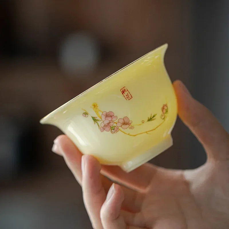Porcelain Gaiwan Chinese Handmade Teacup Hand-painted Flowers Sancai Tea Tureen Tea Set Accessories Ceramic Travel Tea Bowl