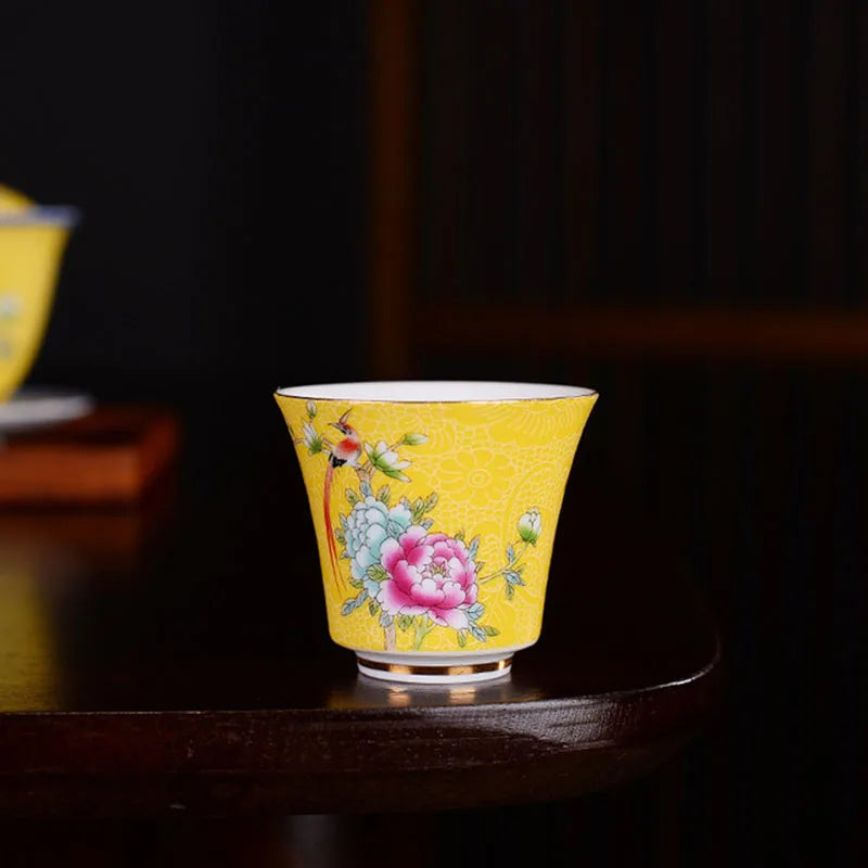 Porcelain Handmade Teacup Ceramic Kungfu Tea Cup Tea Bowl Single Teaware 50ml Floral Pattern Decorated Gift Storage Supply