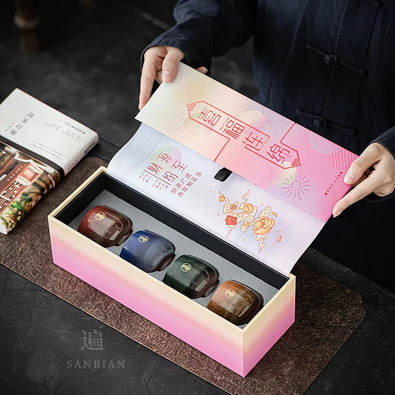 Porcelain Master Kung Fu Tea Cup Set Festive Tea Bowl Tea Single Cup Tea Set Gift Box For Free Customization