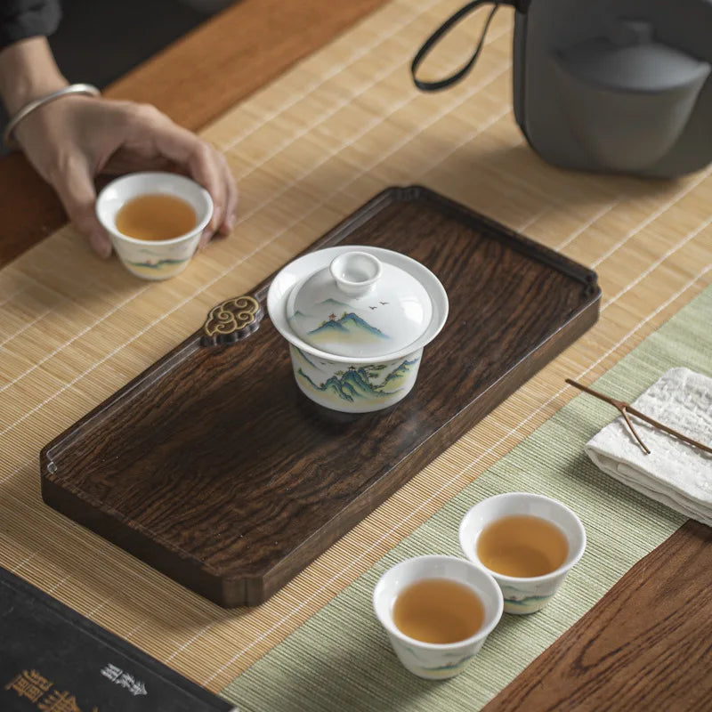 Portable Ceramic Gaiwan Teacup Set with Travel Kit Kung Fu Teaware Tea Tureen Outdoor Tea Cups Chinese Tea Bowl Cups