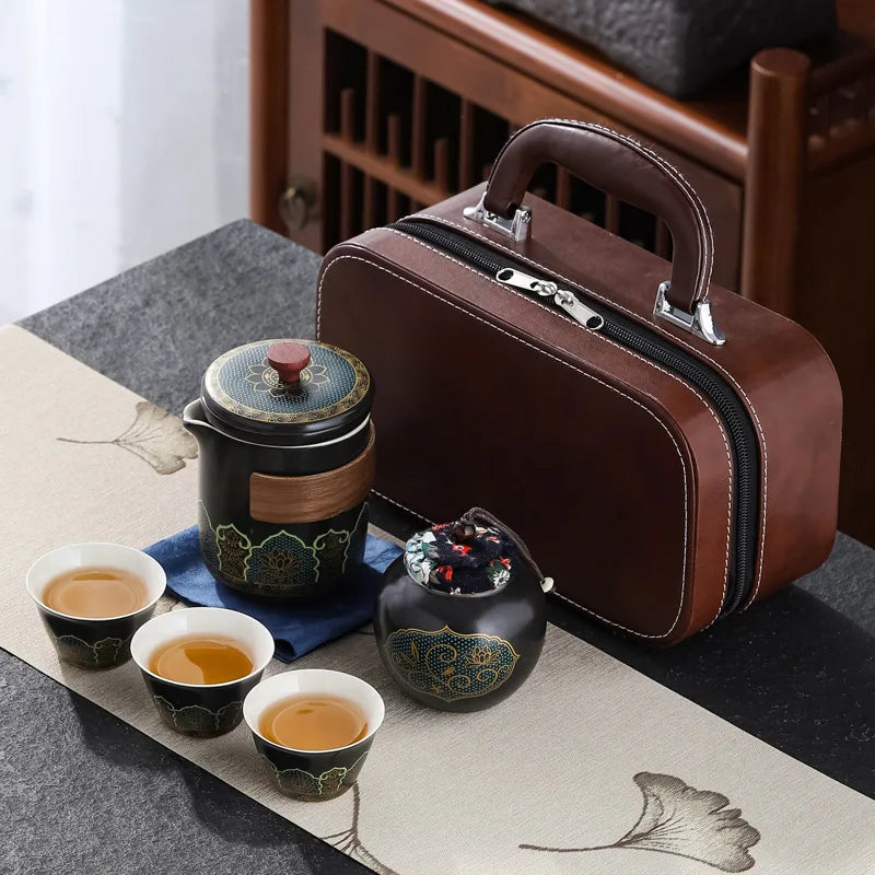 Portable Outdoor Kung Fu Tea Set Green Tea Pots and Cups Set Teacups Coffee Teapot Teeware Teware Coffeeware Teaware Gaiwan Cup