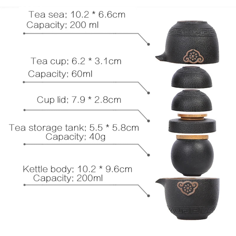 Portable Tea set include 1 Teapot 5 Teacups ,Beautiful and easy teapot kettle,Chinese Travel Ceramic Portable Teaset gaiwan