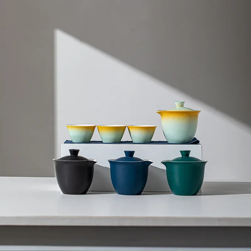 Portable Teapot Teacup Set with Travel Kit Kung Fu Teaware Ceramic Outdoor Tea Pots Chinese Tea Pot and Cup Set