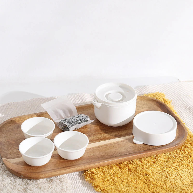 Portable Travel Kung Fu Tea Set Disposable Teapot Cup Storage Outdoor Portable Teapot and Infuser Tea Cup Tea Pot Set