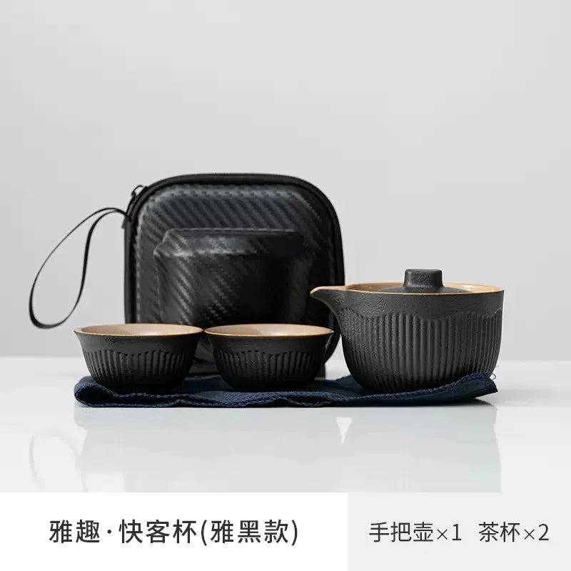 Portable Travel Tea Set Ceramic Teapot Kettle Quik Pots One Pot and Two Cups Teaware Sets Chinese Drink TeapotsTea Cup