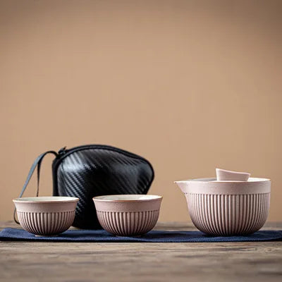 Portable Travel Tea Set  Ceramic Teapot Kettle Quik Pots One pot and two cups Teaware Chinese Drink TeapotsTea Cup