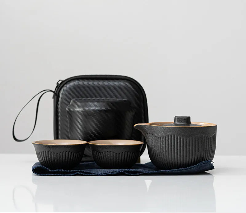 Portable Travel Tea Set Ceramic Teapot Kettle Quik Pots One pot and two cups Teaware Sets Chinese Drink TeapotsTea Cup