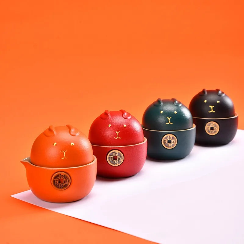 Portable Travel Tea Set Express Cup 1 Teapot 2 Teacups Portable Tea Pot Tea Cup Outdoor Gift Tea Set Ceramic Teapots Gaiwan Cups