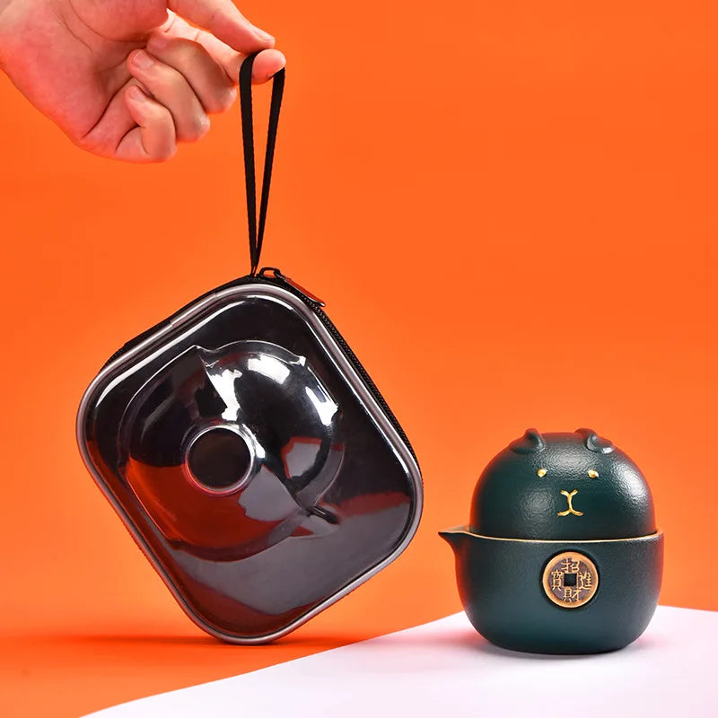 Portable Travel Tea Set Express Cup 1 Teapot 2 Teacups Portable Tea Pot Tea Cup Outdoor Gift Tea Set Ceramic Teapots Gaiwan Cups