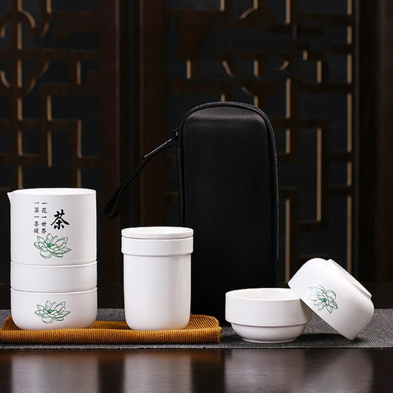 Portable one pot four cups simple teapot teacup ceramic travel small pot tea kung fu tea set Free shipping