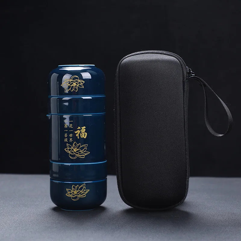 Portable one pot four cups simple teapot teacup ceramic travel small pot tea kung fu tea set Free shipping