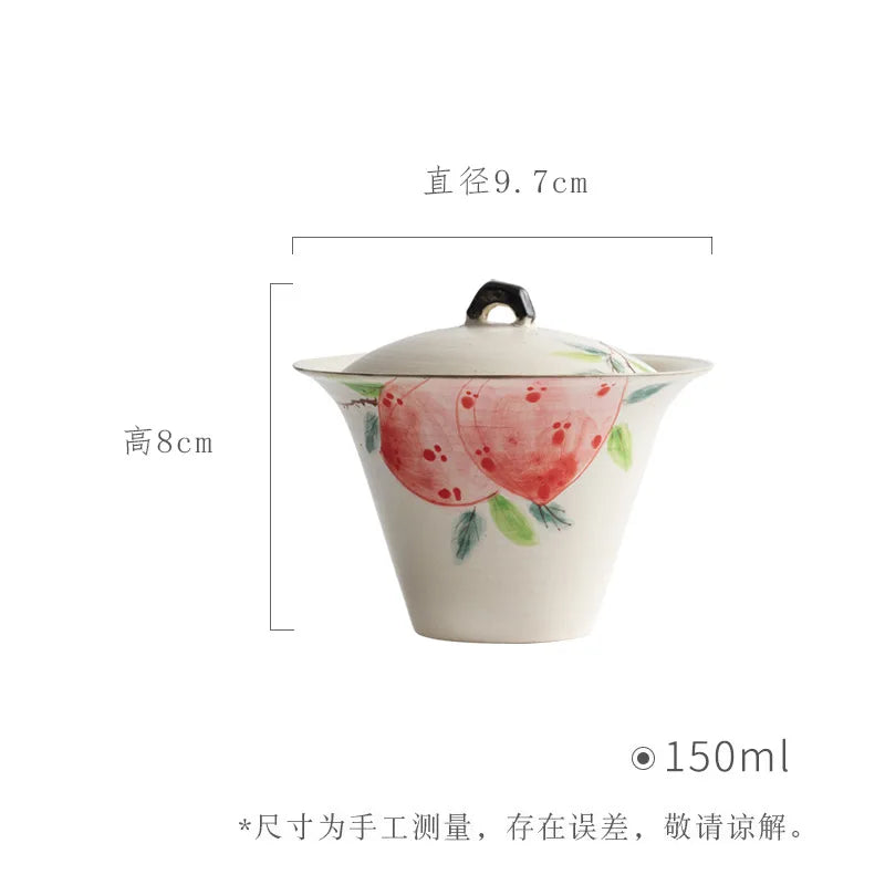 Pottery Gaiwan Chinese Gongfu Tea Tureen Teaware Cups Handpainted High End Tea Cup Elegant Ceramic Tea Bowl Set