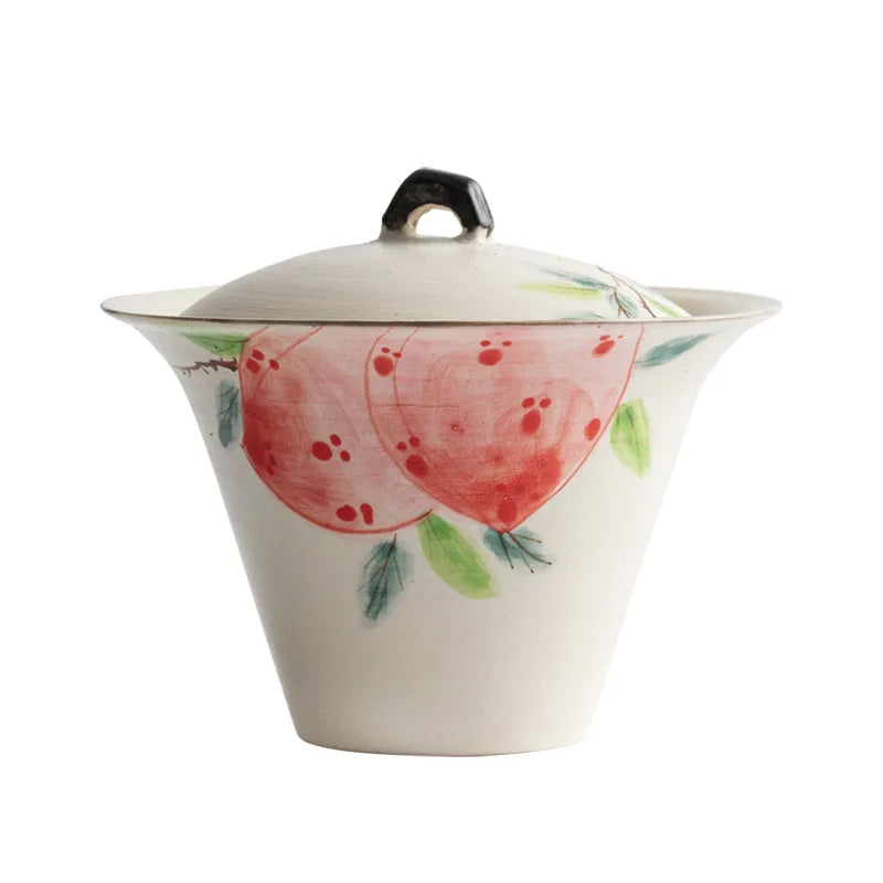 Pottery Gaiwan Chinese Gongfu Tea Tureen Teaware Cups Handpainted High End Tea Cup Elegant Ceramic Tea Bowl Set