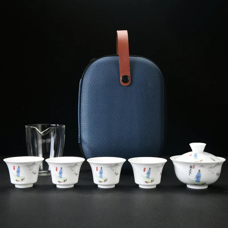 Private Customize Chinese Tea set Tea Set Ceramic Portable Teapot Set Travel Gaiwan Tea Cups of Tea Ceremony Teacup Fine Gifts