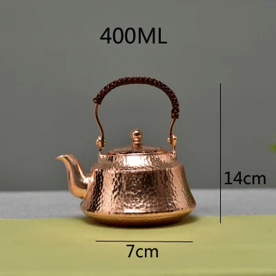 Pure Copper Tea Kettle Handmade Teapot Retro Pot for Kung Fu Tea Teaware 400ML