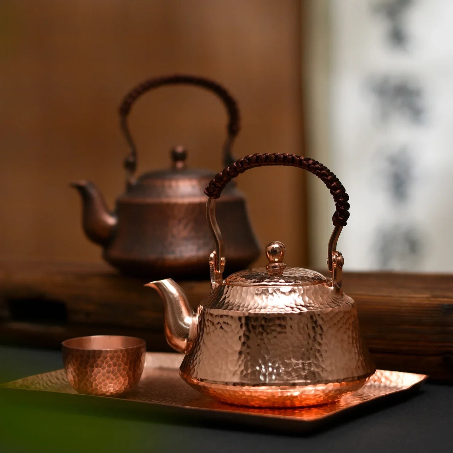 Pure Copper Tea Kettle Handmade Teapot Retro Pot for Kung Fu Tea Teaware 400ML