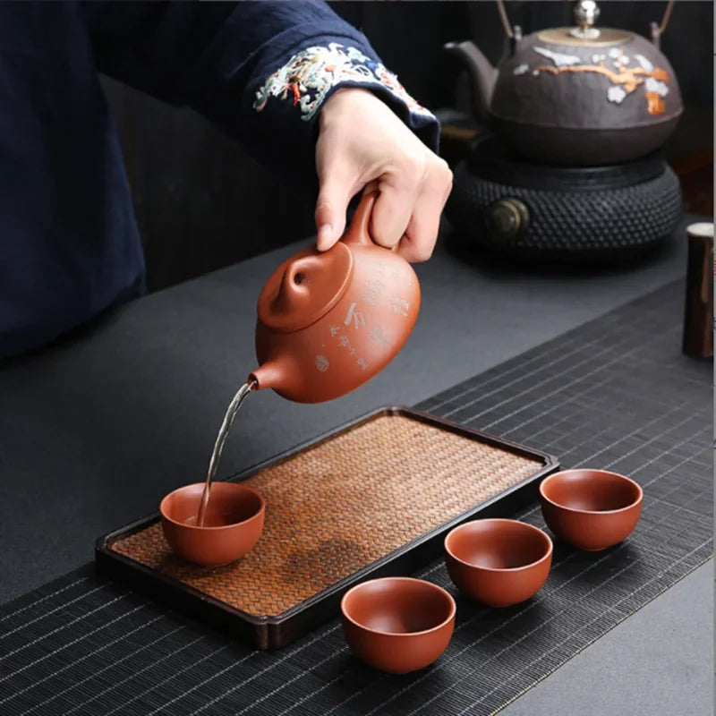 Purple Clay Tea Set ZishaTeapot Handmade Chinese Yixing Kettle Puer Green Tea Kung Fu Teapot Set Zisha Teaware