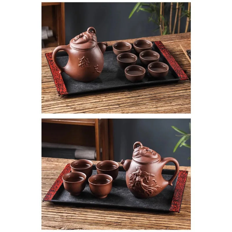 Purple Clay Teapot, Large Capacity, Feitian Tea Pot, Built-in Stainless Steel Filter Tea Maker, Household Kung Fu Tea Set 600ml