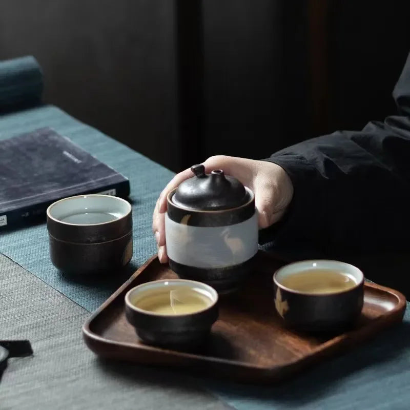 Purple Sand Travel Teaset Portable Teapot Set Outdoor Travel Gaiwan Tea Cups of Tea Ceremony Teacup Fine Gift Kung Fu Tea Set