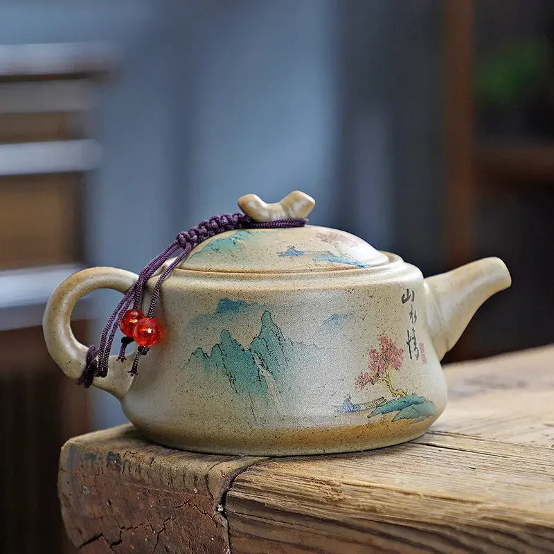 Purply Clay Tea Pot Set Chinese Ying Xing Pottery Tea Set Retro Teaware Teapots Kung Fu Tea Kettle Handmade Tea Set