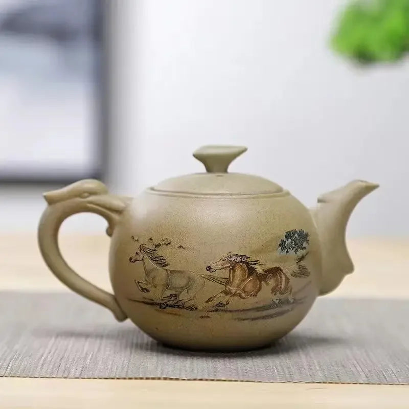 Purply Clay Tea Pot Set Chinese Ying Xing Pottery Tea Set Retro Teaware Teapots Kung Fu Tea Kettle Handmade Tea Set
