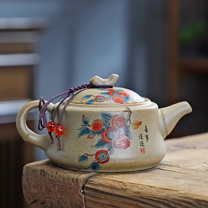 Purply Clay Tea Pot Set Chinese Ying Xing Pottery Tea Set Retro Teaware Teapots Kung Fu Tea Kettle Handmade Tea Set