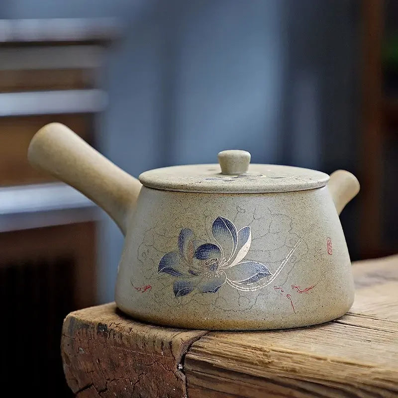 Purply Clay Tea Pot Set Chinese Ying Xing Pottery Tea Set Retro Teaware Teapots Kung Fu Tea Kettle Handmade Tea Set