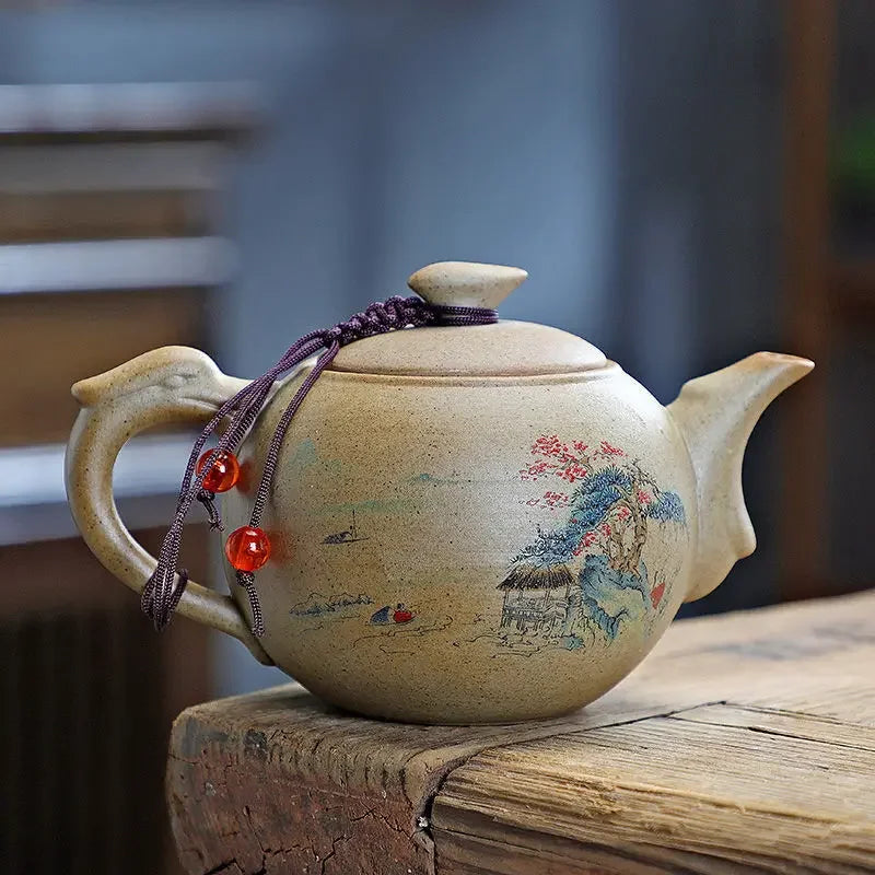 Purply Clay Tea Pot Set Chinese Ying Xing Pottery Tea Set Retro Teaware Teapots Kung Fu Tea Kettle Handmade Tea Set