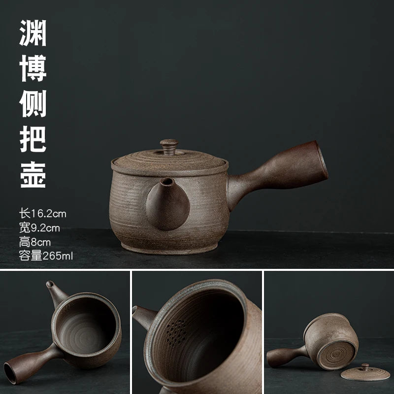 Raw Ore Stoneware Teapot Household Ceramic Beam Teapot Tea Stove Kung Fu Tea Ceremony Tea Maker Single Pot Warmer Teaware Dining