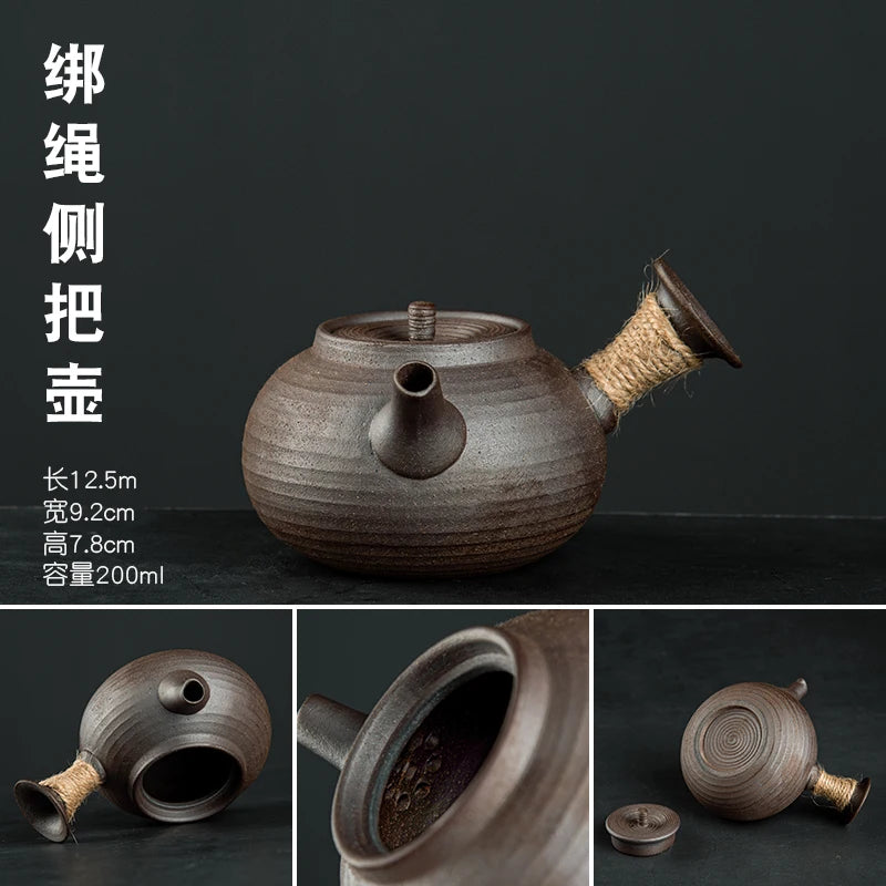 Raw Ore Stoneware Teapot Household Ceramic Beam Teapot Tea Stove Kung Fu Tea Ceremony Tea Maker Single Pot Warmer Teaware Dining