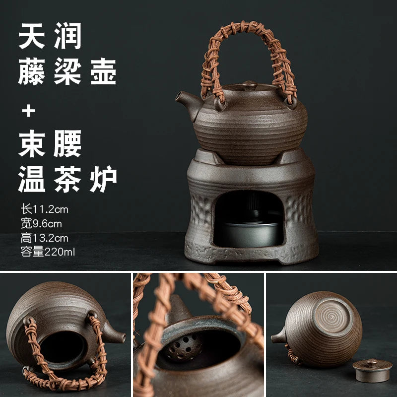 Raw Ore Stoneware Teapot Household Ceramic Beam Teapot Tea Stove Kung Fu Tea Ceremony Tea Maker Single Pot Warmer Teaware Dining