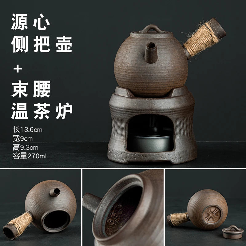Raw Ore Stoneware Teapot Household Ceramic Beam Teapot Tea Stove Kung Fu Tea Ceremony Tea Maker Single Pot Warmer Teaware Dining