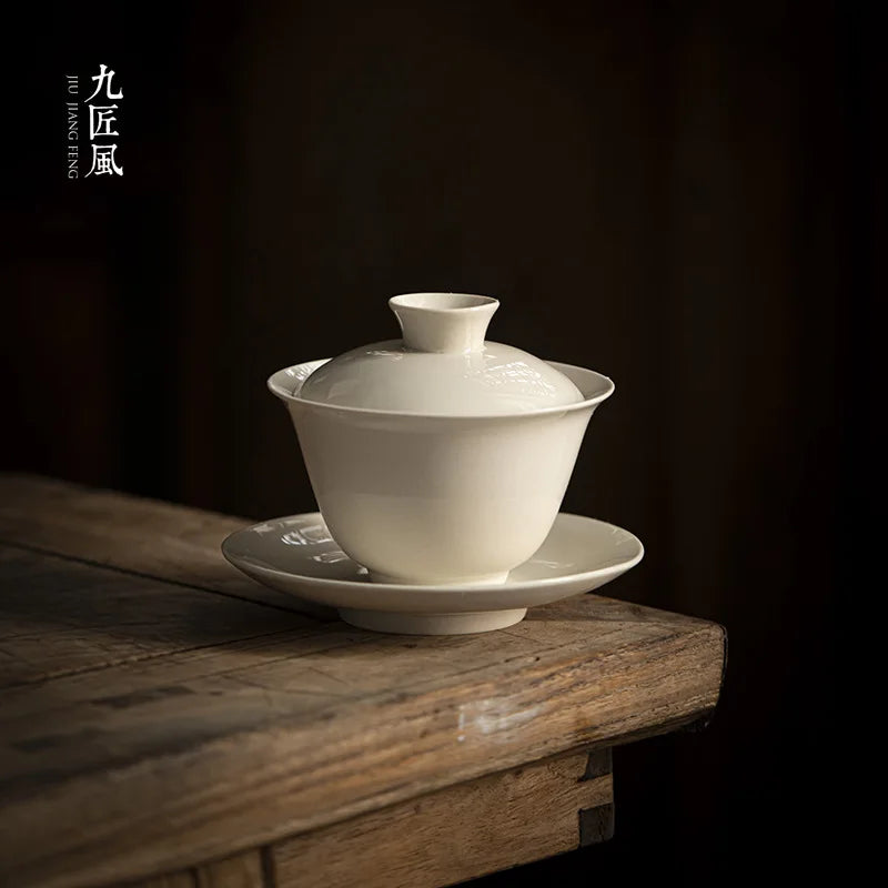 Retro Chinese Sancai Gaiwan Ceramic Teaware Tea Cups Tea Tureen Handmade Home Decor Gongfu Porcelain Tea Bowl Cup