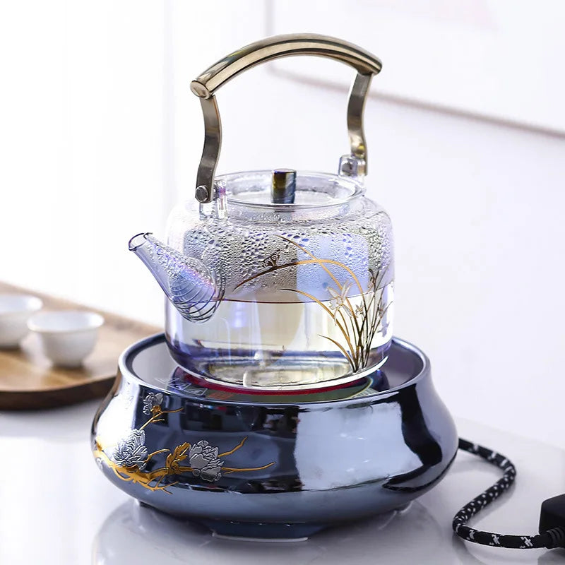 Retro Glass Teapot Household Health Pot Pu'er Tea Kettle Copper Handle Kettle Tea Pot Thickened Heat-resistant Tea Sets Tea Pot