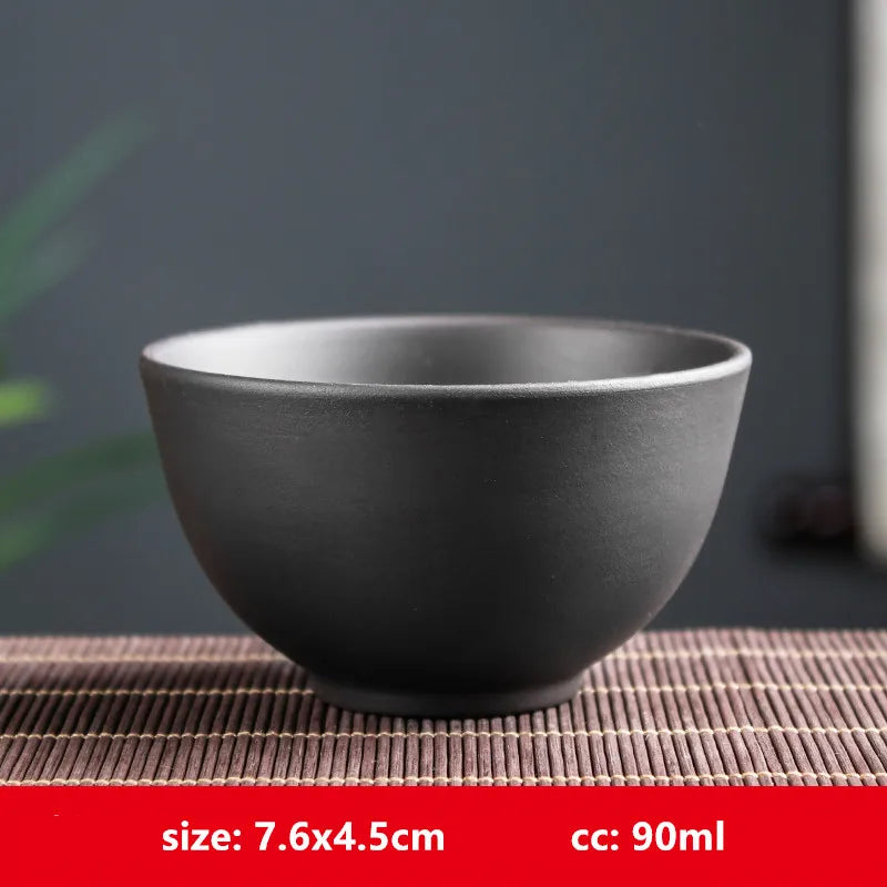 Retro Purple Clay Dragon Pattern Tea Bowl Zhu Mud Teacup Handmade Relief Dragon and Phoenix Tea Cup Portable Master Cup Tea Set