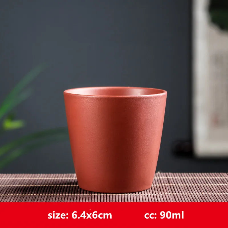 Retro Purple Clay Dragon Pattern Tea Bowl Zhu Mud Teacup Handmade Relief Dragon and Phoenix Tea Cup Portable Master Cup Tea Set