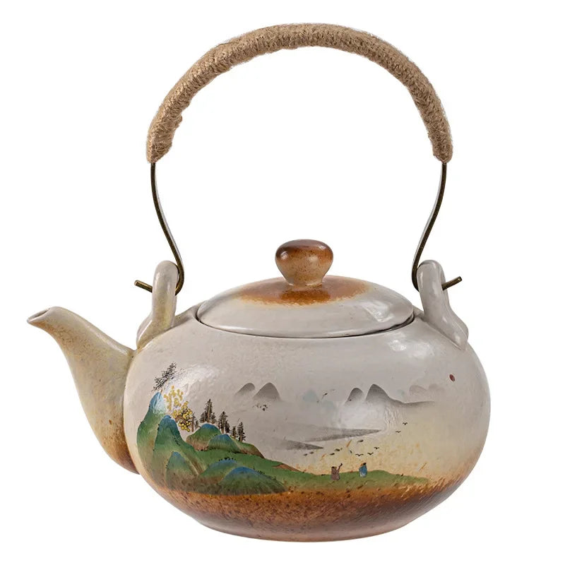 Rough Pottery Built Pot Snow Flower Tea Pot Ceramic Tea Set Vintage Tea Making Western Shi Pot Tianmu Glaze Sheet Teapot Clay