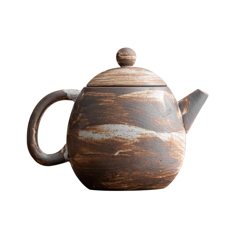 Shadow White Japanese Style Retro Stoneware Teapot Pot Teapot Ceramic Household Kung Fu Tea Set Teapot Single Teapot