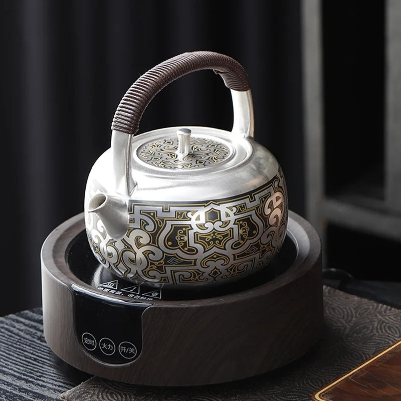 Silver-Plated Handmade Tea Art Teapot, Beautiful Tea Pot, Japan Puer Tea Infusers, Teapots to Boil Water Gift, 1000ml