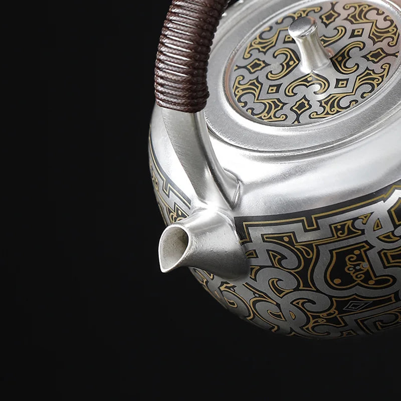 Silver-Plated Handmade Tea Art Teapot, Beautiful Tea Pot, Japan Puer Tea Infusers, Teapots to Boil Water Gift, 1000ml